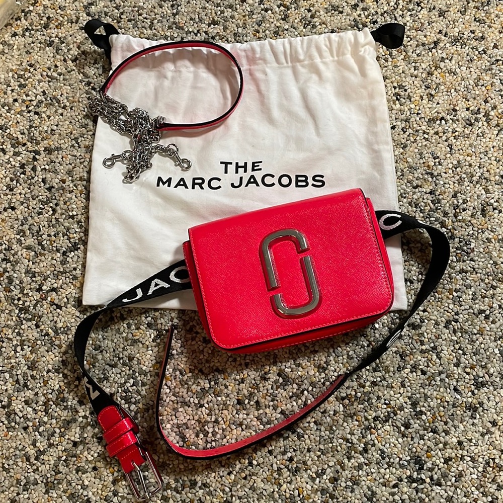 Marc jacobs the hip shot fluoro fluorescent hot pink logo Fanny pack Mj